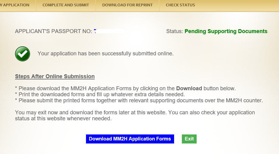 ⑧マレーシアＭＭ２ＨビザのWebでの事前申請